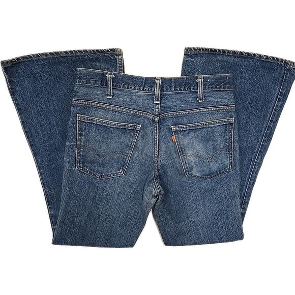 Vintage 70’s Levi’s 684 Orange Tab Bell Bottom Flare Faded Denim Jeans Sz 33X32 - Picture 8 of 12